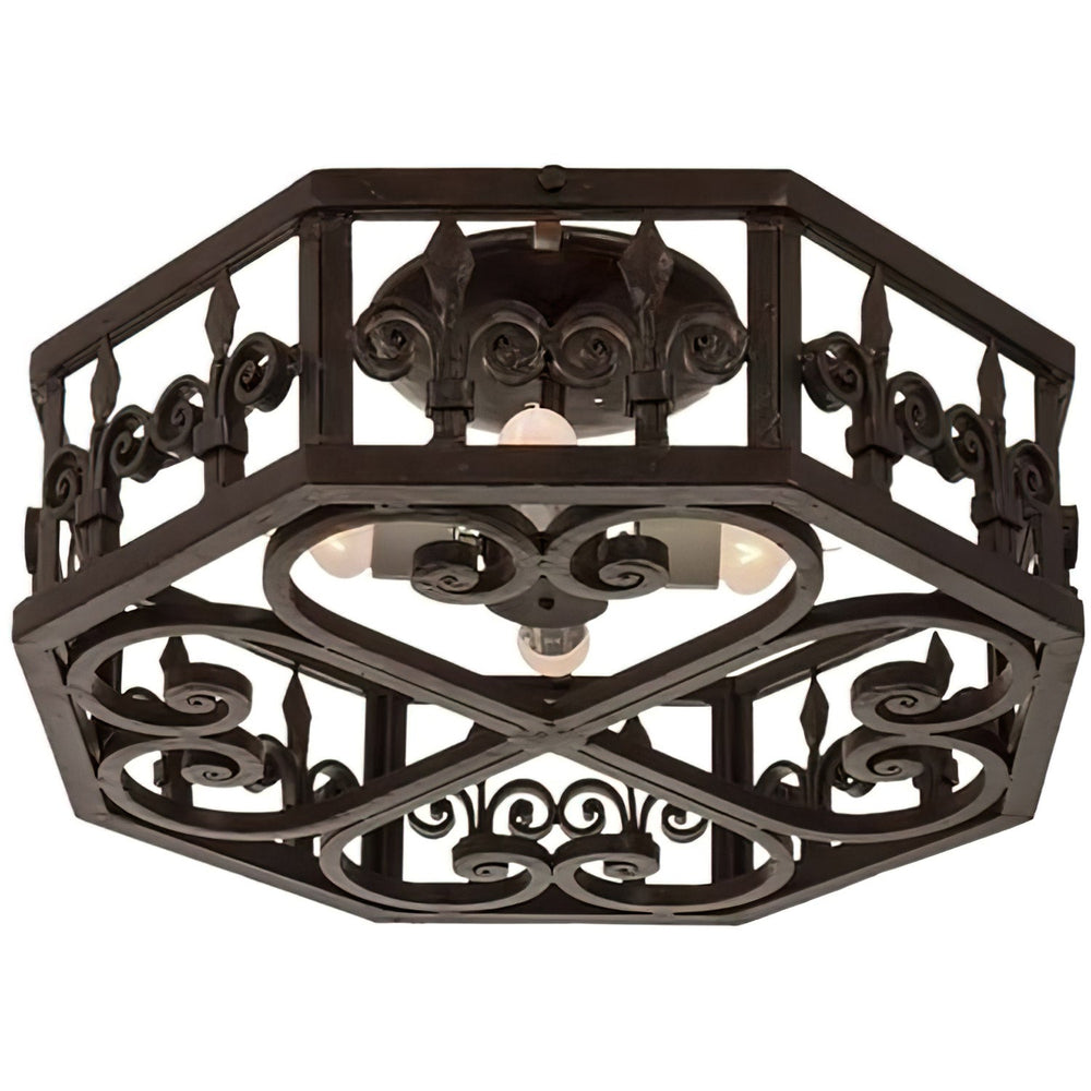 Designer Wrought Iron Flush Mount Lighting
