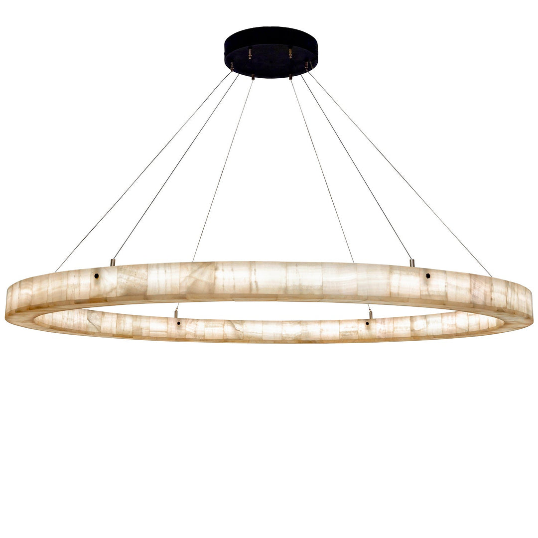 Handcrafted alabaster lighting collection featuring wrought iron chandeliers, sconces, pendants, and luxury architectural lighting