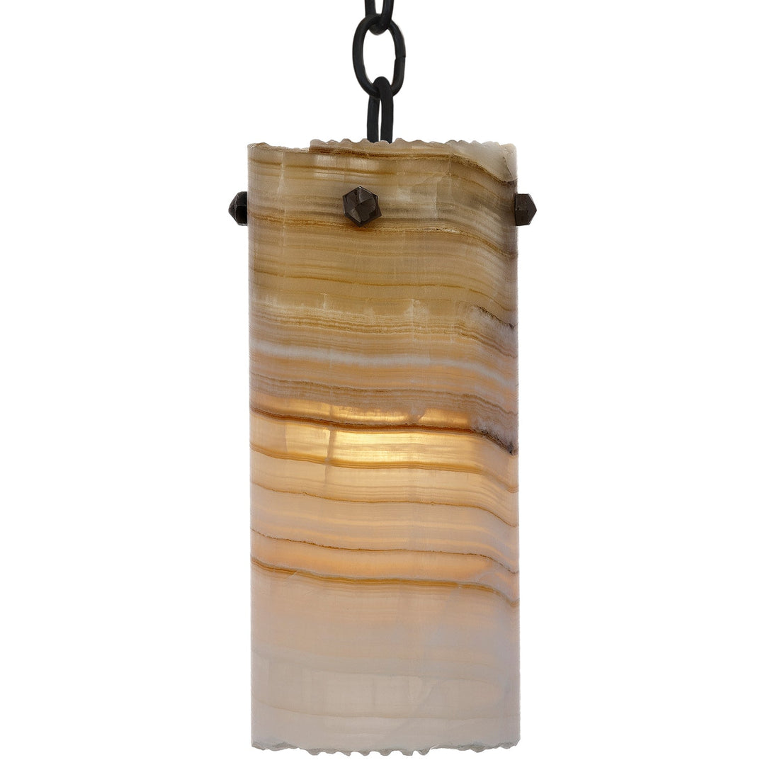 Mountain Modern Alabaster Pendant Collection with handcrafted wrought iron pendants and natural stone shade variations