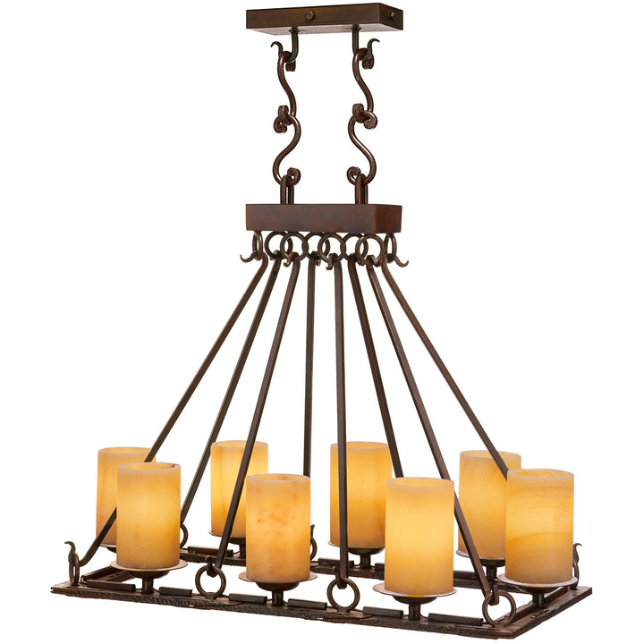 Gothica Rectangular Wrought Iron Alabaster Chandelier