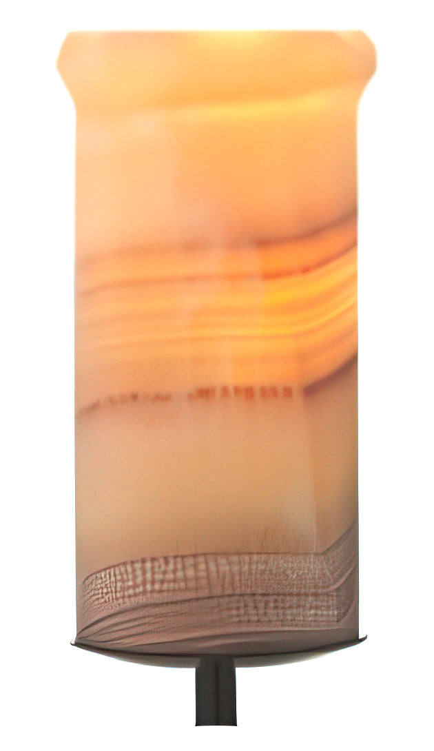 Amber alabaster shade cover with red veining and warm illuminated character
