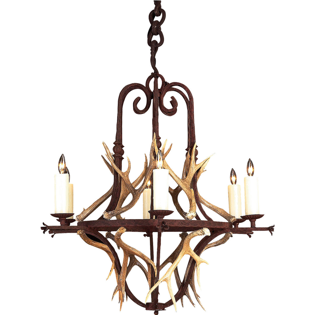 banister wrought iron antler chandelier with scroll design natural shed antlers handcrafted by ashore lighting dallas texas rustic lighting