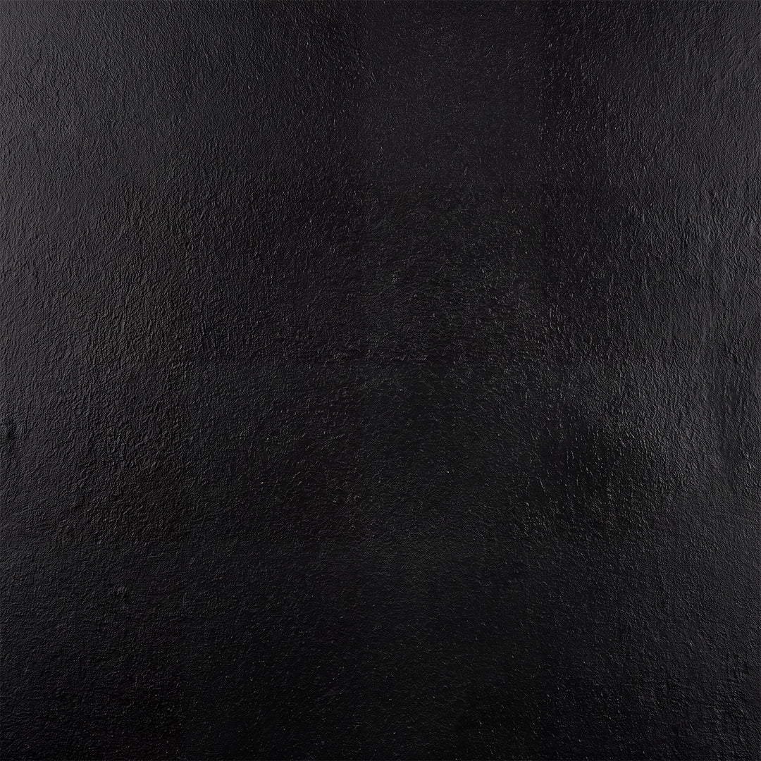 Black Caviar hand-applied wrought iron finish with deep dark coloration emphasizing texture, silhouette, and architectural detail.