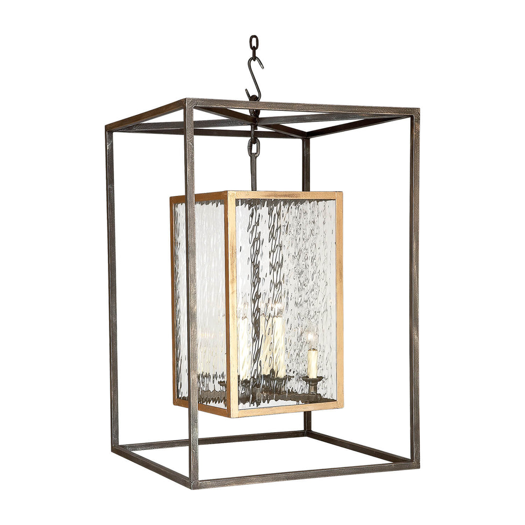 Box Wrought Iron Lantern wrought iron designer lantern with open rectangular frame and inner glass enclosure