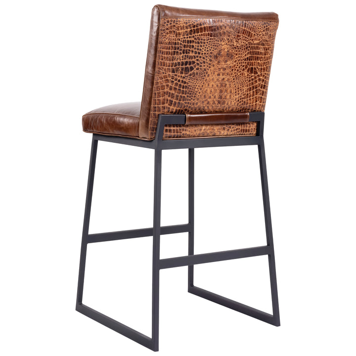 Iron &amp; Leather Barstool
