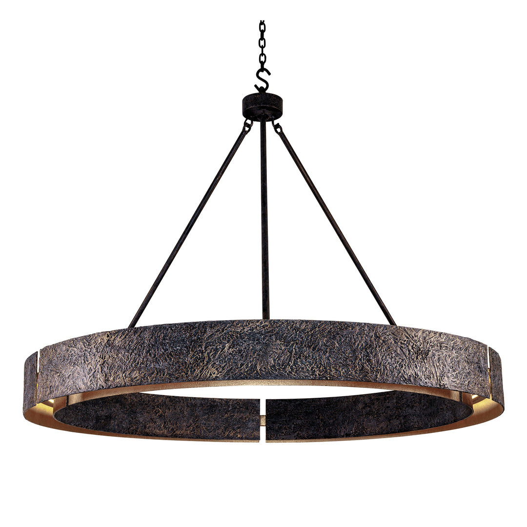 Darlana single tier wrought iron chandelier with handcrafted forged iron ring and modern round designer chandelier silhouette