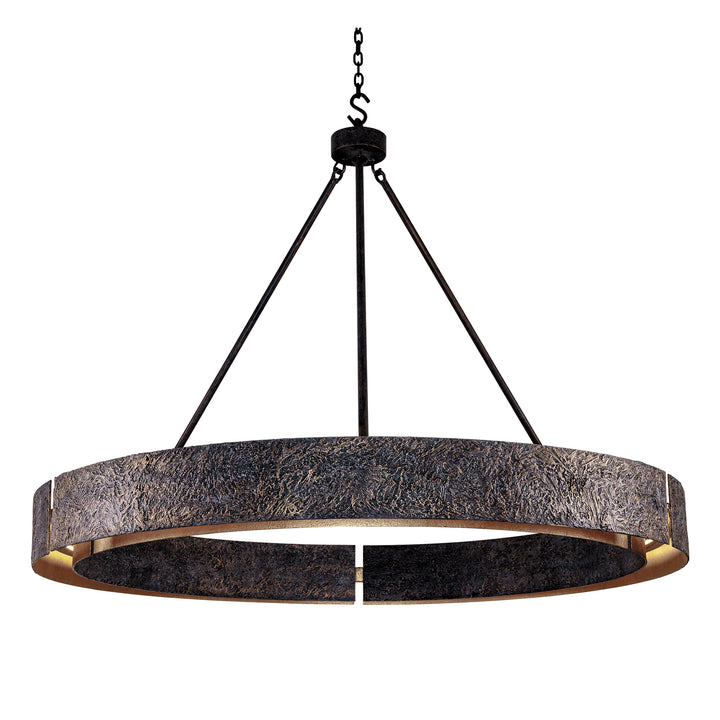 Darlana single tier wrought iron chandelier with handcrafted forged iron ring and modern round designer chandelier silhouette