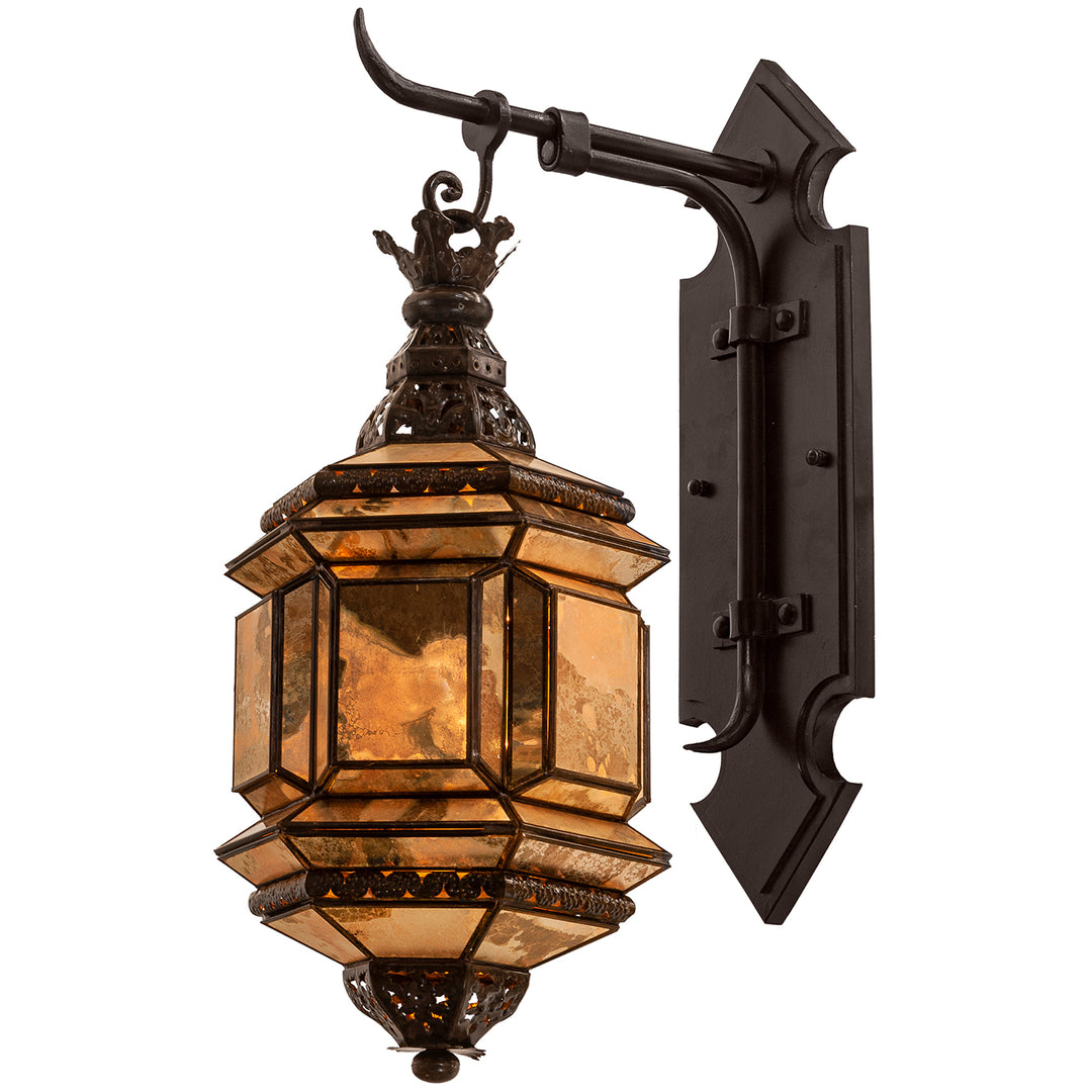Diamante Wall Lantern designer wall lantern with hand-punched tin, antique mirrored glass, and old-world bracket detail