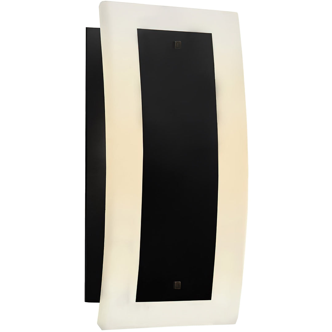 Eclipse Sconce wrought iron alabaster designer sconce with curved stone face and dark iron center panel