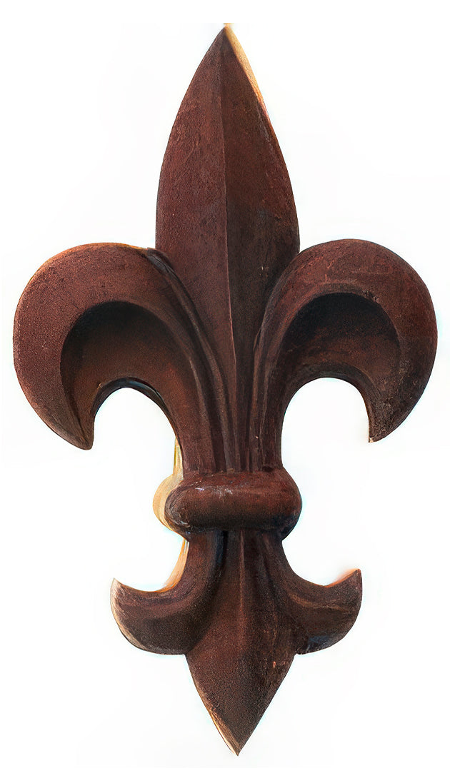 Rust hand-applied finish with warm reddish-brown tones and aged earthy character on handcrafted ironwork