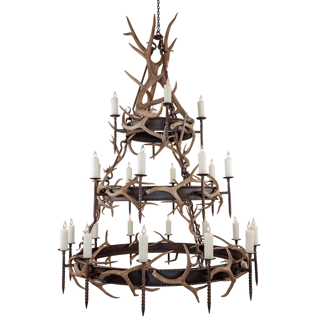 lodge 3 tier elk antler wrought iron chandelier handcrafted by ashore lighting dallas texas large rustic luxury antler lighting