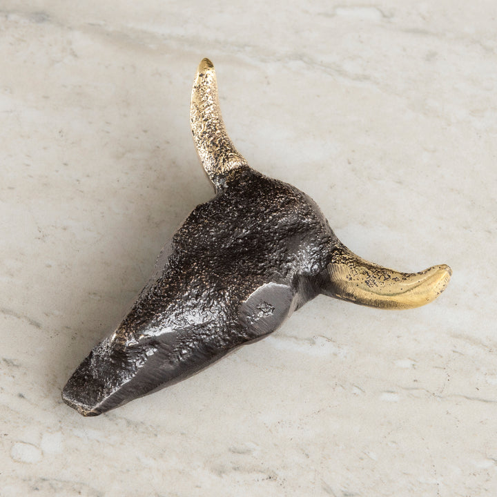 Longhorn Knob bronze cabinet hardware featuring sculpted skull and horn design