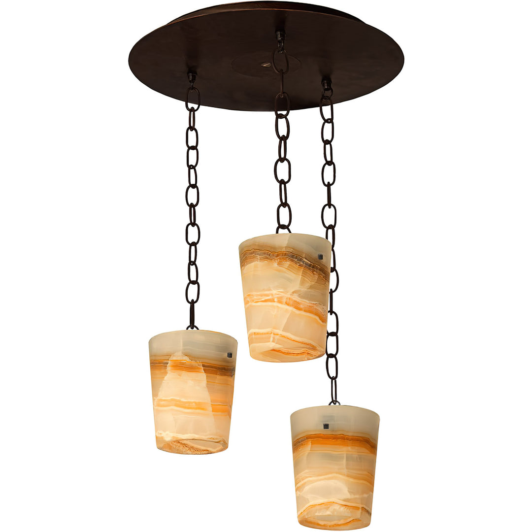 Malibu 3 Light Alabaster Cluster Pendant wrought iron alabaster artisan pendant with three suspended stone shades