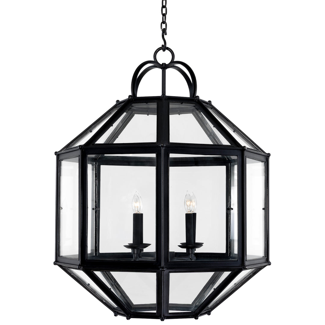 Martin Wrought Iron Pendant designer wrought iron lantern pendant with smooth glass frame and four candle-style lights