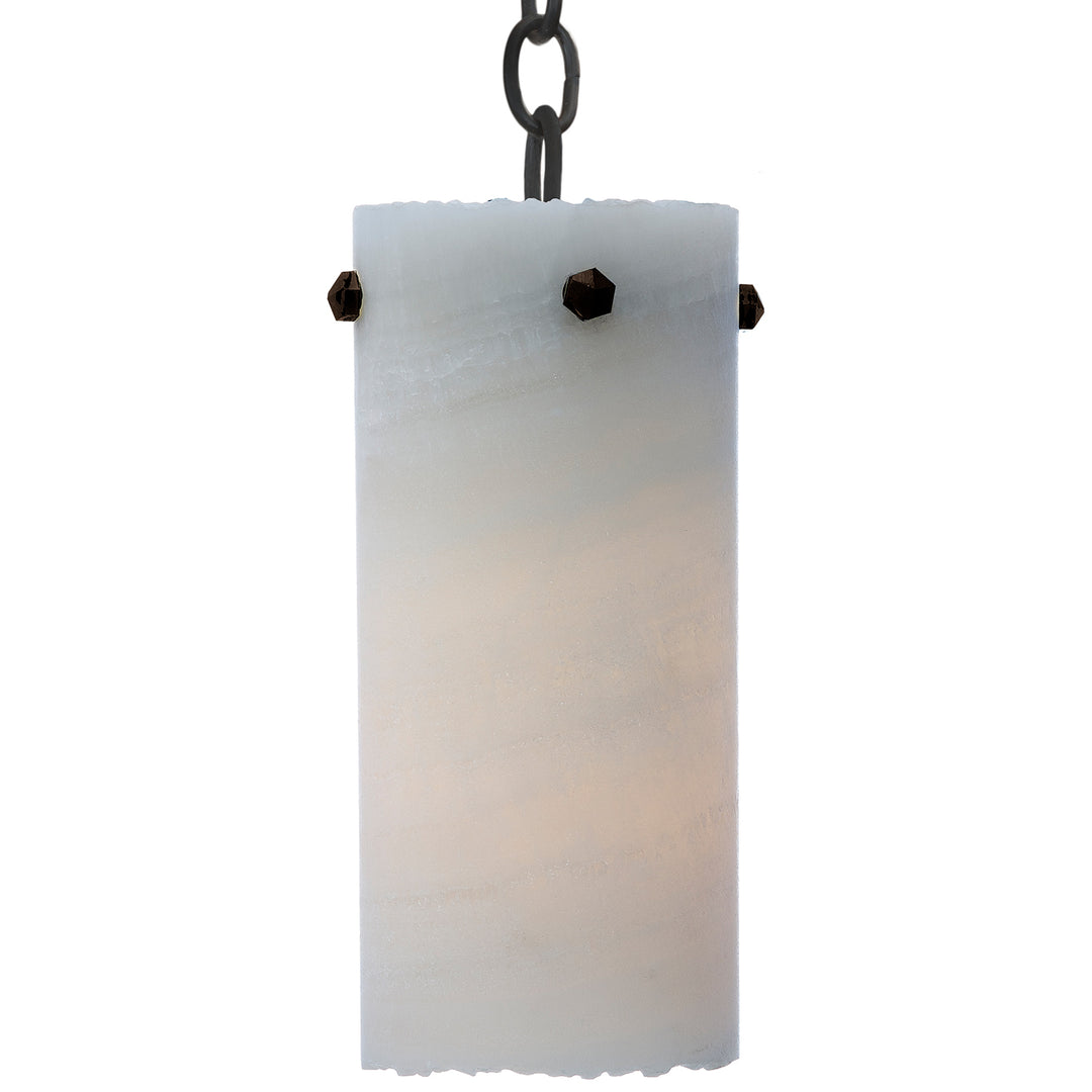 Mountain Modern Alabaster Pendant White wrought iron alabaster designer pendant with white natural stone shade