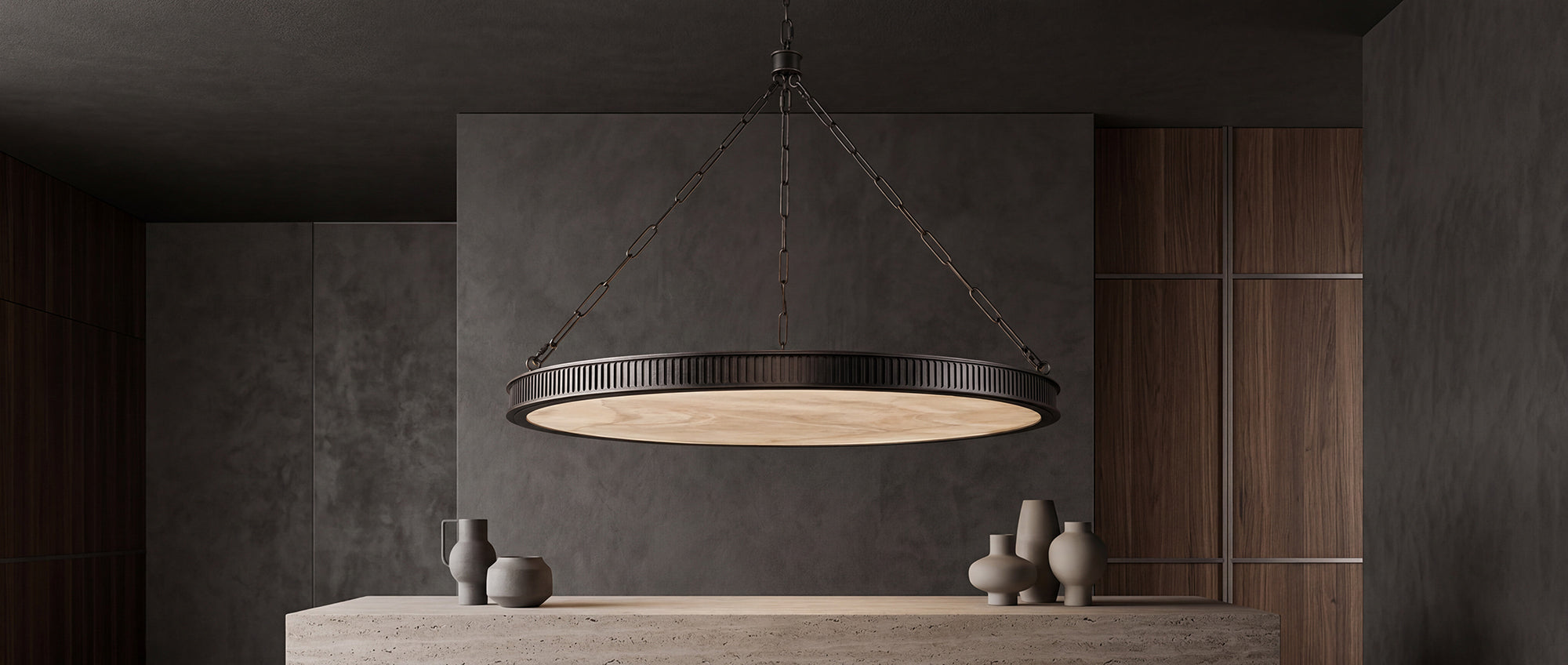 Handcrafted wrought iron alabaster chandelier featuring natural stone illumination and artisan craftsmanship