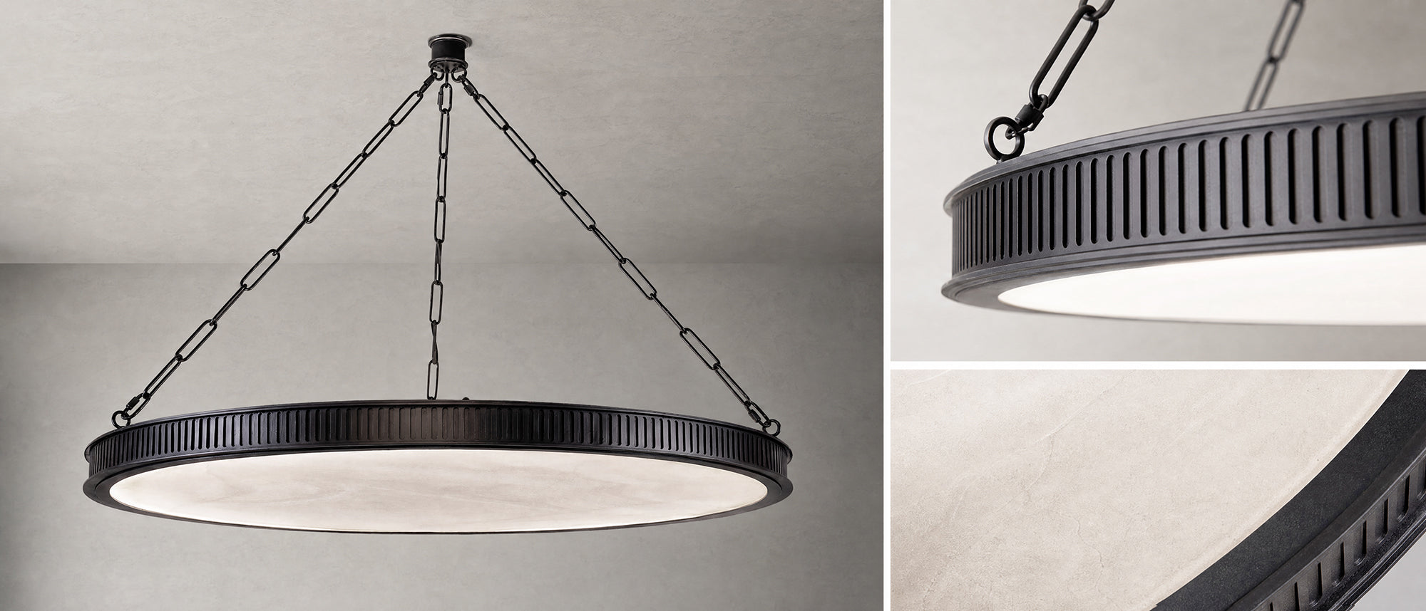 shooo様 シャンデリア Soho Wrought Iron Alabaster Disc Chandelier – Ashore Lighting
