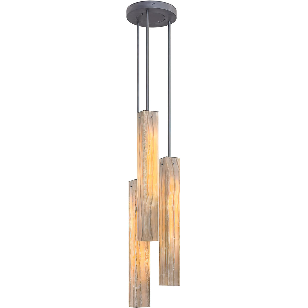 Vaquero Alabaster Pendant Cluster wrought iron alabaster pendant with three stone shades in nickel finish