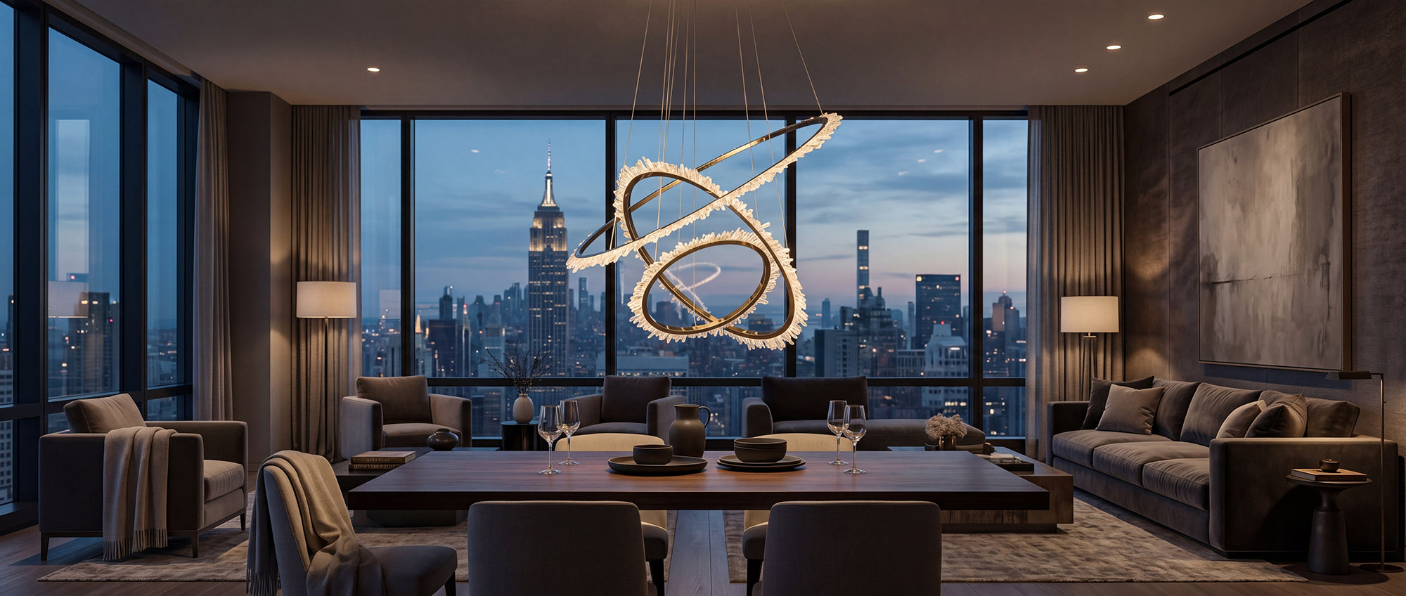 Wrought iron quartz designer chandelier