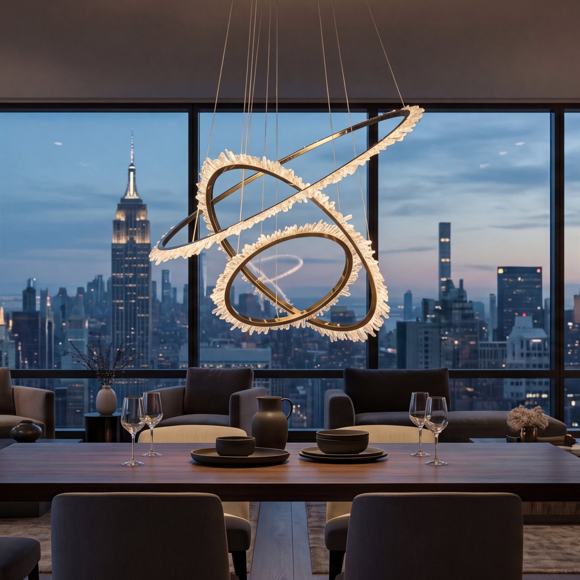 Wrought iron quartz designer chandelier