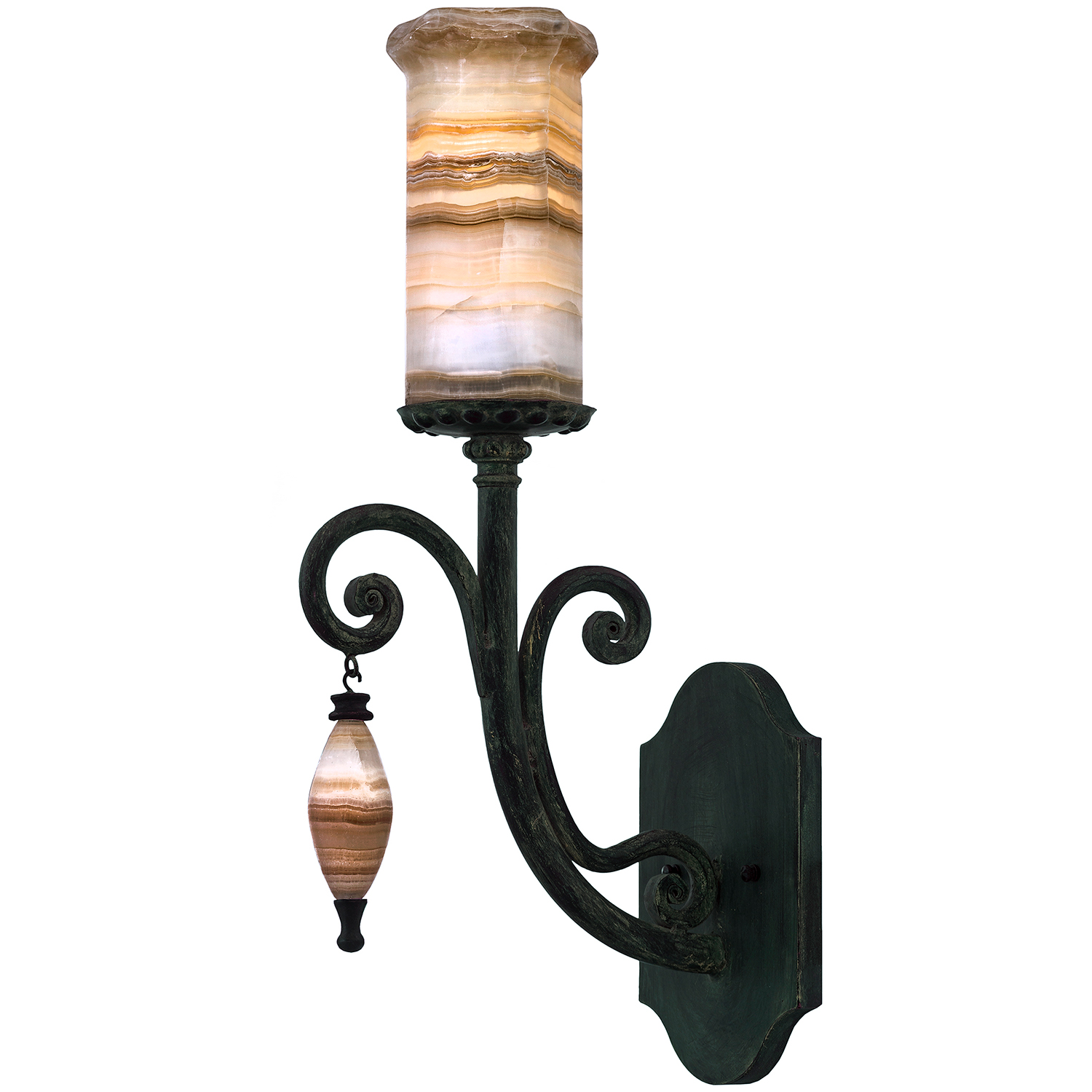 Colorado Sconce Verdigris w/ Onyx